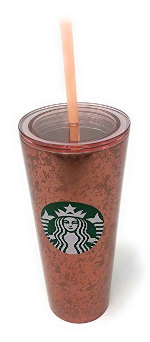 Starbucks Holiday 2019 Rose Gold Pink Mercury Flake Cracked Stainless Steel Tumbler 16oz
