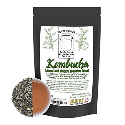 Kombucha Loose Leaf Black and Green Tea Blend, 120 Servings, Hand Blended 4-Ounces Keemun Black & 4-Ounces China Young Hyson Green Tea for Brewing Kombucha (8-Ounces Total)