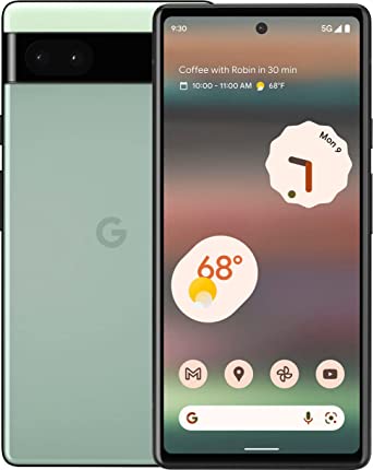 Google Pixel 6A 5G 128GB 6GB RAM Factory Unlocked (GSM Only | No CDMA - not Compatible with Verizon/Sprint) Global Version - Sage