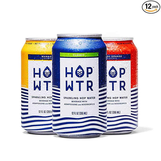 HOP WTR - Sparkling Hop Water - Variety Pack (12 Pack) - NA Beer, No Calories or Sugar, Low Carb, With Adaptogens and Nootropics for Added Benefits (12 oz Cans)