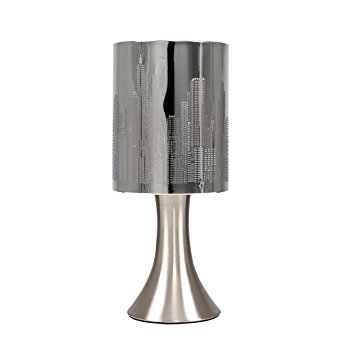 Chrome Touch Table Lamp with New York Skyline Shade