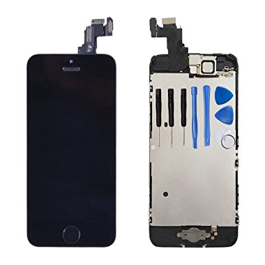 Ayake LCD Screen for iPhone 5c Black Display Assembly Digitizer Touchscreen Replacement with Front Facing Camera, Speaker and Home Button Pre-Assembled (All Required Tools Included)