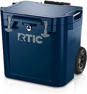 RTIC 45 QT Wheeled Ultra-Tough Cooler Hard Insulated Portable Ice Chest Box for Beach, Drink, Beverage, Camping, Picnic, Fishing, Boat, Barbecue, Rotomolded Construction