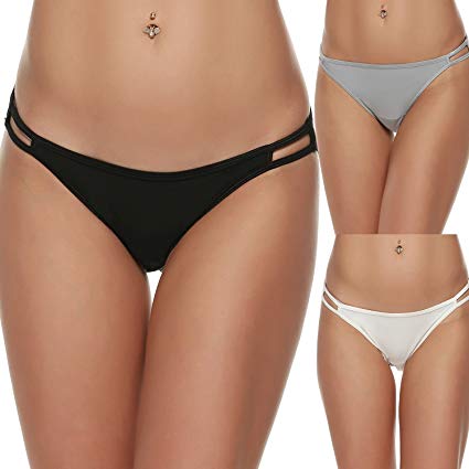 Ekouaer Bikini Panty Womens Seam Free String Microfiber Briefs 3 Pack Assorted Colors