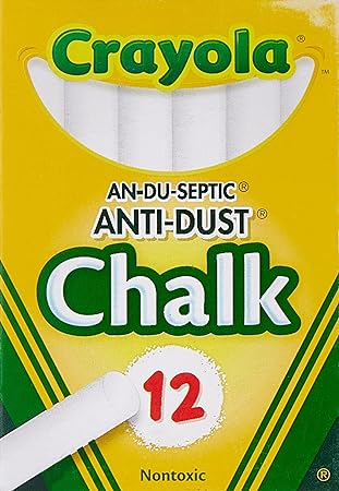 Crayola Nontoxic Anti-Dust Chalk, White, 12 Sticks/Box (50-1402)