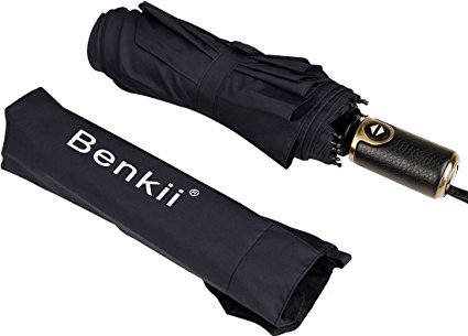 Benkii 60 Mph Windproof 10 Ribs Travel Umbrella with Auto Open Close Button