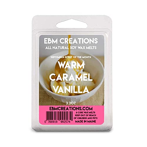 Warm Caramel Vanilla - September Scent Of The Month - Scented All Natural Soy Wax Melts - 6 Cube Clamshell 3.2oz Highly Scented!