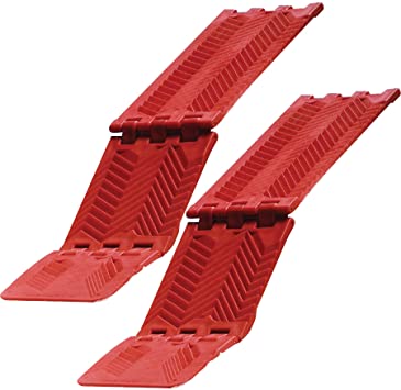 Maxsa 20025 Compact Folding Traction Mat for All Weather Vehicle Extraction (Set of 2), Red