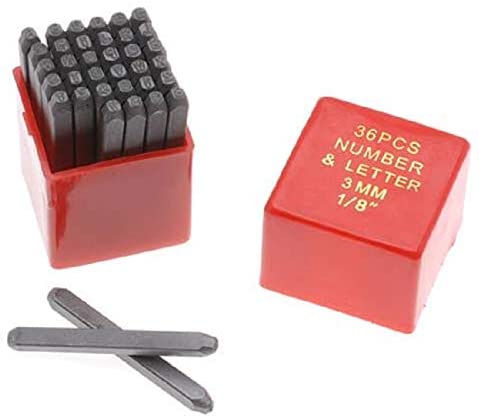 36pc 1/8" 3MM Letter & Number Stamp Punch Set Hardened Steel, Metal Wood Leather