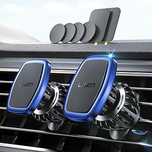 LISEN 2 Pack Magnetic Phone Holder for Your Car Mount 6 Military Magnets Car Phone Holder Mount Vent Cell Phone Holdeer Mount Vent Cell Phone Holder (20X Powerful: Blue)