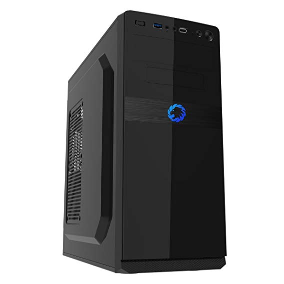 Game Max Proteus Gaming PC Case with Illuminated Front Logo - Black