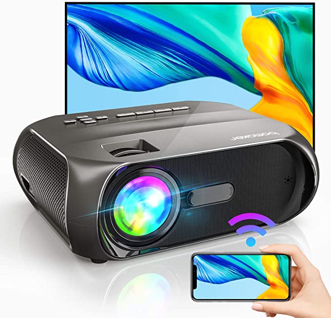 WiFi Projector, BOMAKER 6000 Lumens Wireless Portable Outdoor Movie Projector, Full HD 1080P Supported, 300" Display Compatible with TV Stick, HDMI, USB, VGA, iPhone, Laptops, Android