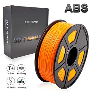 Orange ABS 3D Filament 1.75 mm,Dimensional Accuracy  /- 0.02 mm,1kg/Spool(2.2lbs) - NonBlock Eco-Friendly Filament,Enotepad(Orange)