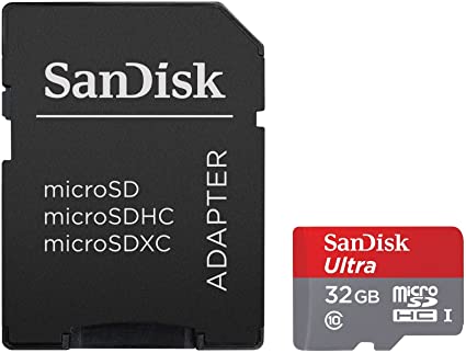 SanDisk Ultra 32GB microSDHC UHS-I Card with Adapter, Silver, Standard Packaging (SDSQUNC-032G-GN6MA)