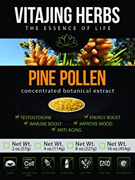 Organic Pine Pollen Powder Extract (8oz / 227gm) Raw Form, Pure Wild Harvested, 99 Percent Broken Cell Wall for Optimal Absorption and Potency