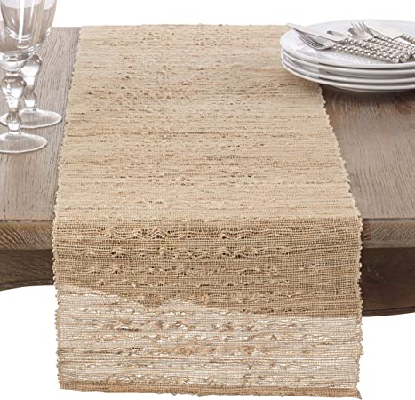 Fennco Styles Woven Nubby Natural Ramie Rustic 14 x 90 Inch Table Runner - Natural Nubby Table Runner for Home Everyday Use, Kitchen, Banquets and Special Occasion Décor