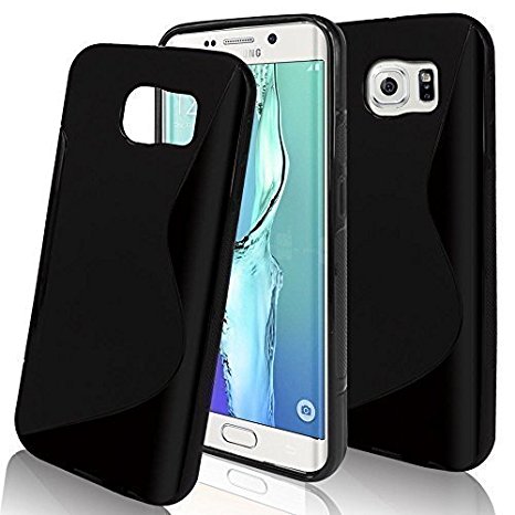 Connect Zone® S Line Silicone Gel Case Cover For Samsung Galaxy S7 (SM-G930F) with Screen Guard and Polishing Cloth - Black S Line Gel