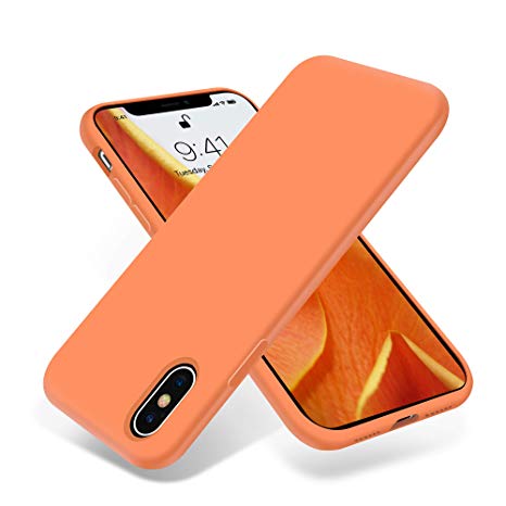 OTOFLY Liquid Silicone Gel Rubber Full Body Protection Shockproof Case for iPhone Xs/iPhone X，Anti-Scratch&Fingerprint Basic-Cases，Compatible with iPhone X/iPhone Xs 5.8 inch (2018), (Papaya)