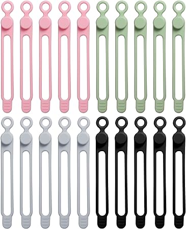 20 Pcs Reusable Cord Organizer Ties, Silicone Straps Cable Ties, Multipurpose Elastic Cord Organizer For Bundling And Fastening Cable Cords Wires