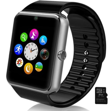 Smartlife Sweatproof Smart Watch Phone for iPhone 5s/6/6s and 4.2 Android or Above SmartPhones Include 8G Micro SD Card