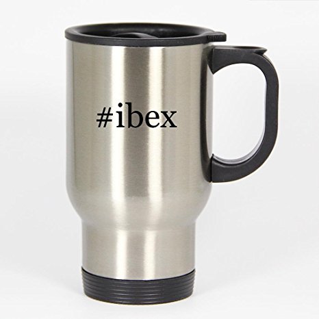 #ibex - 14oz Silver Stainless Steel Hashtag Travel Mug