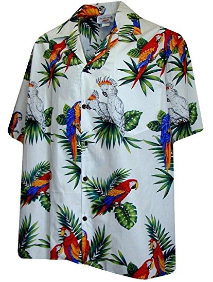 Parrots Hawaiian Shirt, White