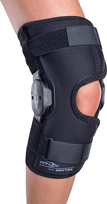 DonJoy Deluxe Hinged Knee Brace, Drytex Wrap Around, Open Popliteal, Medium