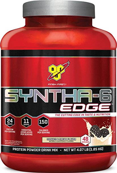 BSN SYNTHA-6 EDGE Protein Powder, Whey Protein, Hydrolyzed Whey, Micellar Casein, Milk Protein Isolate, Flavor: Cookies N Cream, 48 Servings