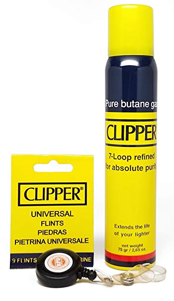 Bundle - 3 Items - Clipper Butane, Clipper Flints and RPD Lighter Lasso