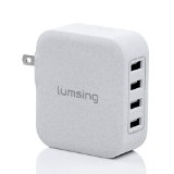 Lumsing Cube Series 21W 4-Port USB Wall Charger Intelligent Quick Charging Hub Power Adapter for iPhone 6S Plus 6S 6 iPad Samsung Galaxy S6 Edge S5 HTC LG BT headset and more Grey