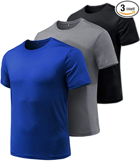 ATHLIO Men's Quick-Dri Fit Tee (Pack of 3) 100% Full Refund Assurance Performance Short Sleeve Mesh Top Crew Athletic T-Shirts CTS10