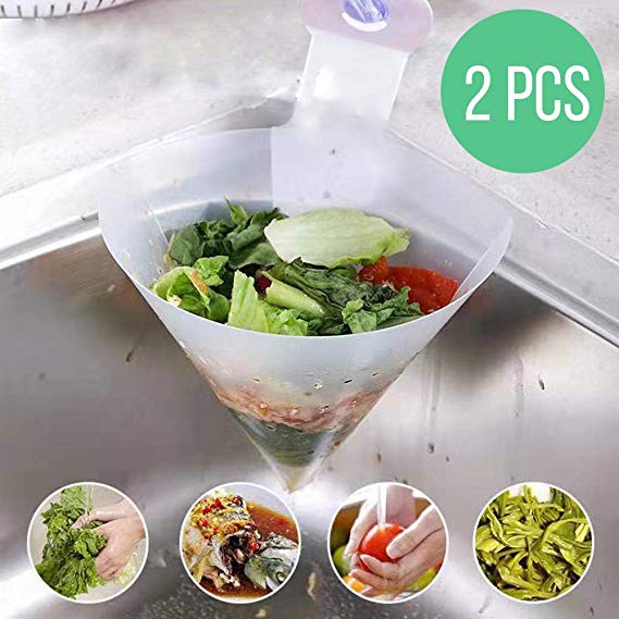 Kitchen filter Foldable Food grade material Easy to install,For Kitchen Waste,Leftovers Filter Mesh Bag in Sink,Drain Out Water for Food Residue(2PCS)