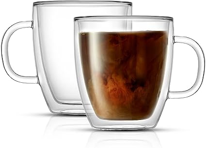 JoyJolt Savor Double Wall Insulated Glasses - Coffee Mugs (Set of 2) - 13.5-Ounces