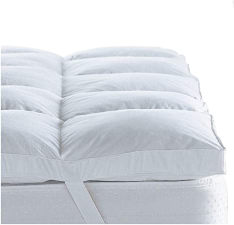 Premium Extra Plump & Deep Duck Feather Mattress Topper with 100% Breathable Keep Cool Natural Cotton Casing - Double Bed Size