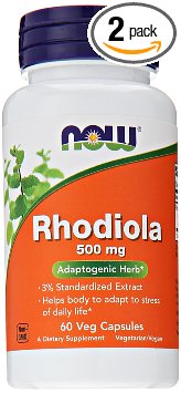 NOW Foods Rhodiola Rhodiola Rosea 60 Capsules  500mg Pack of 2