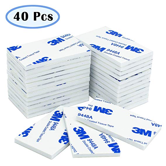 Double Sided Sticky Pads Whie, 40 Pcs Adhesive Foam Pads Mounting Pads, Rectangle