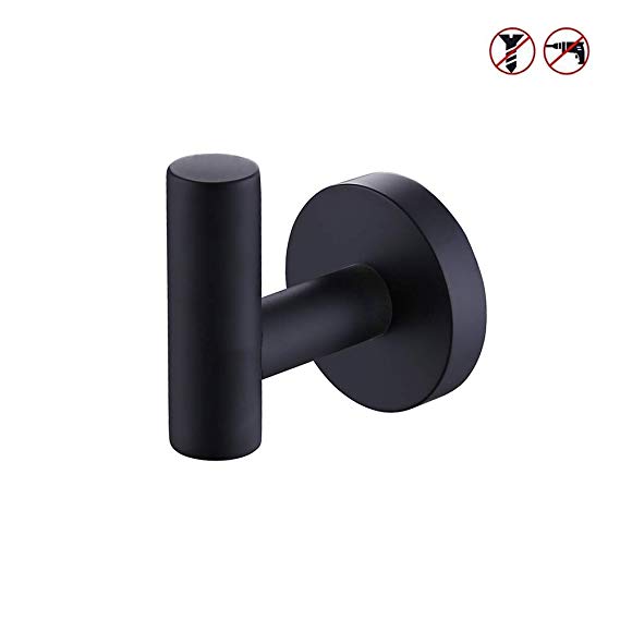 Kes A2164-BK Bathroom Lavatory Wall Mount Single Coat and Robe Hook, Black SUS304 Stainless Steel