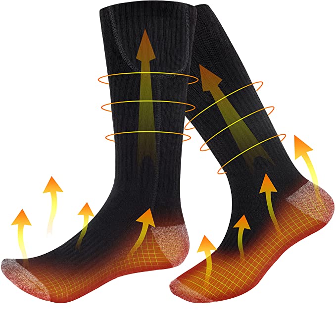 Heated Socks for Men Women, Electric Socks with 4200mAh Rechargeable Battery, 3-Gear Breathable Foot Boot Cotton Thermal Socks for Climbing Hiking Skiing