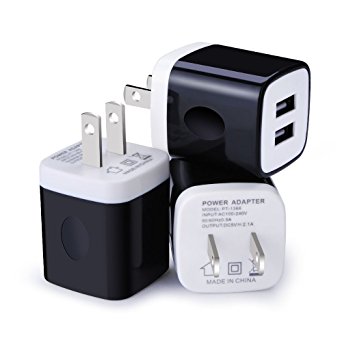 USB Wall Charger, Charger Adapter, Ailkin 3-Pack 2.1Amp Dual Port Quick Charger Plug Cube for iPhone 7/6S/6S Plus/6 Plus/6/5S/5, Samsung Galaxy S7/S6/S5 Edge, LG, HTC, Huawei, Moto, Kindle and More