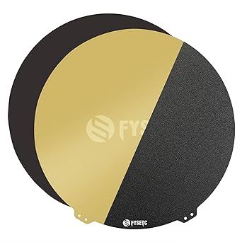 FYSETC Flsn Super Racer Build Plate Round 270mm/ 10.6 inch Diameter Janusbps Spring Steel Sheet-Textured/Smooth Double Sided Removable PEI Sheet Sticker Base for Flsn Super Racer 3D Printer-Black