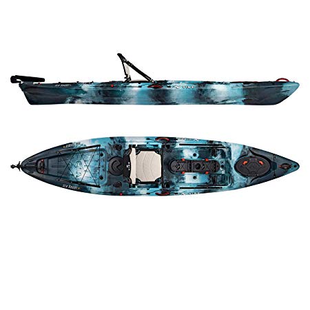 Vibe Kayaks Sea Ghost 130 | 13 Foot | Angler Sit On Top Fishing Kayak with Paddle and Adjustable Hero Comfort Seat & Transducer Port   Rod Holders   Storage   Rudder System Included