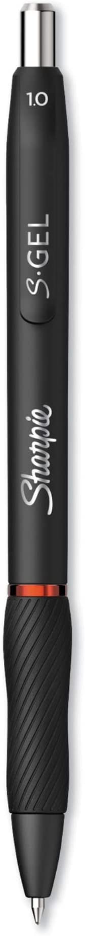 Sharpie S-Gel 2096136 S-Gel Retractable Gel Pen, Bold 1 mm, Red Ink, Black Barrel, Dozen