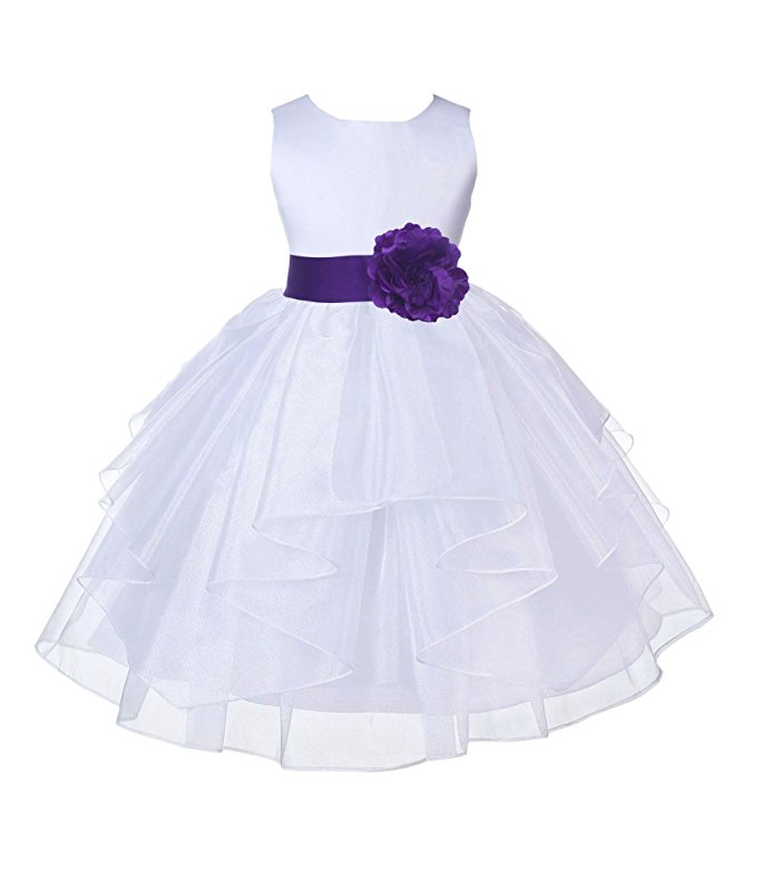 Wedding Pageant White Shimmering Organza Flower Girl Dress 4613S