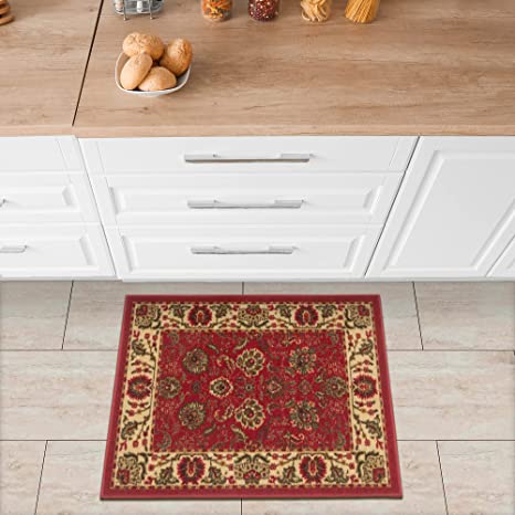 Ottomanson Ottohome Collection Non-slip Traditional Persian Oriental Floral Design Area Rug/Mat,67cm x 90cm, Red