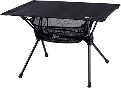 OneTigris WORKTOP Outdoor Folding Table, Portable Hard Top Camping Table with Mesh Storage Organizer and Carry Bag for Indoor, Outdoor, Hiking, Backpacking, Picnic, Partio, BBQ, Travel, Fishing