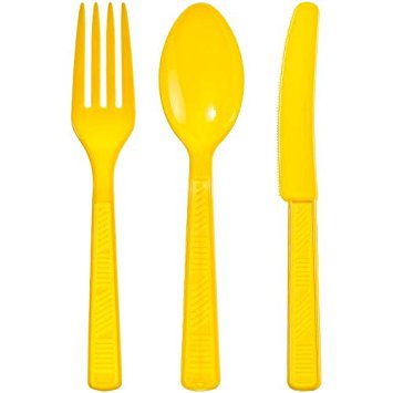 Party Dimensions 48 Count Plastic Cutlery Combo, Sunshine Yellow