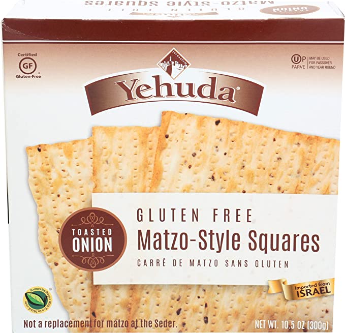 Yehuda Matzo Toasted Onion Matzo Squares, Gluten Free, 10.5 oz