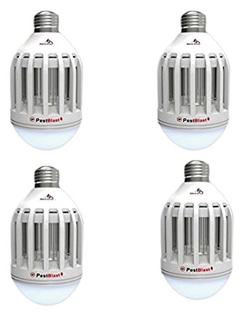 Above Edge Pestblast 2-in-1 Ultimate Mosquito Killer and Pest Control Energy Efficient Led Bulb, Lures, Zaps and Kills Insects, Free Cleaning Brush Included, 4 Count