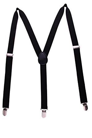 JINIU Boxed Solid Color Adjustable Elastic Strong Clips suspenders 1 Inch Wide