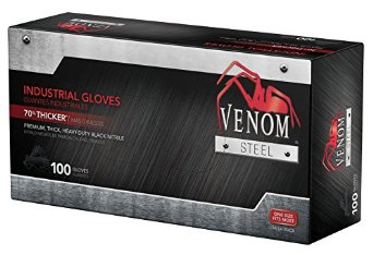 Venom Steel Premium Industrial Nitrile Gloves Black Pack of 100